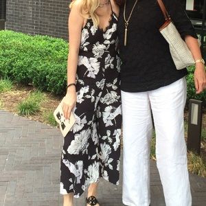 Revolve ASTR Black Strap Floral Crop Jumpsuit XS